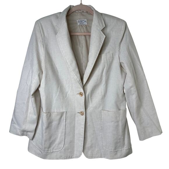 M/Lg 13/14 VTG Made in Japan Linen Blend Blazer Workwear Corporate Chic Business - Picture 1 of 5